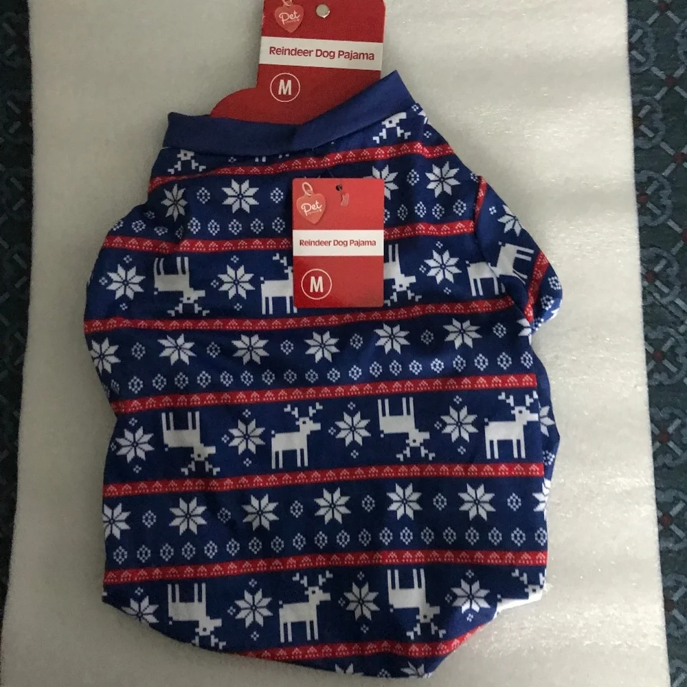 Pet Central Reindeer Dog Pajama NEW Size M-14”/35.56cm